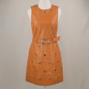 Cinq a Sept Harriet Faux Leather Mini Dress, Chestnut Brown, Size US 2